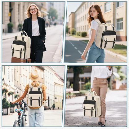 RAINSMORE Laptop Backpack 15.6 Inch for Women Large Travel Backpack with USB Charging Port Water Resistant