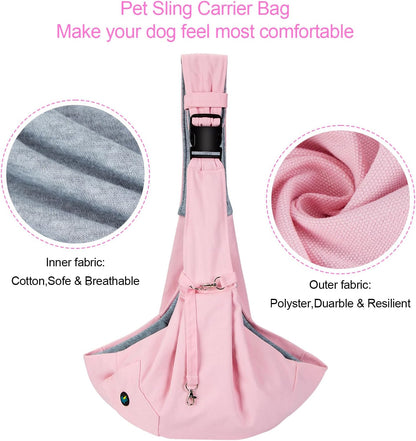 Ownpets Pet Sling Carrier Bag Safe, Fit Medium&Small Size Cats&Dogs, The Maximum Load 9~13lb Comfortable, Adjustable, Perfect for Daily Walk, Outdoor Activity and Weekend Adventure, Pink