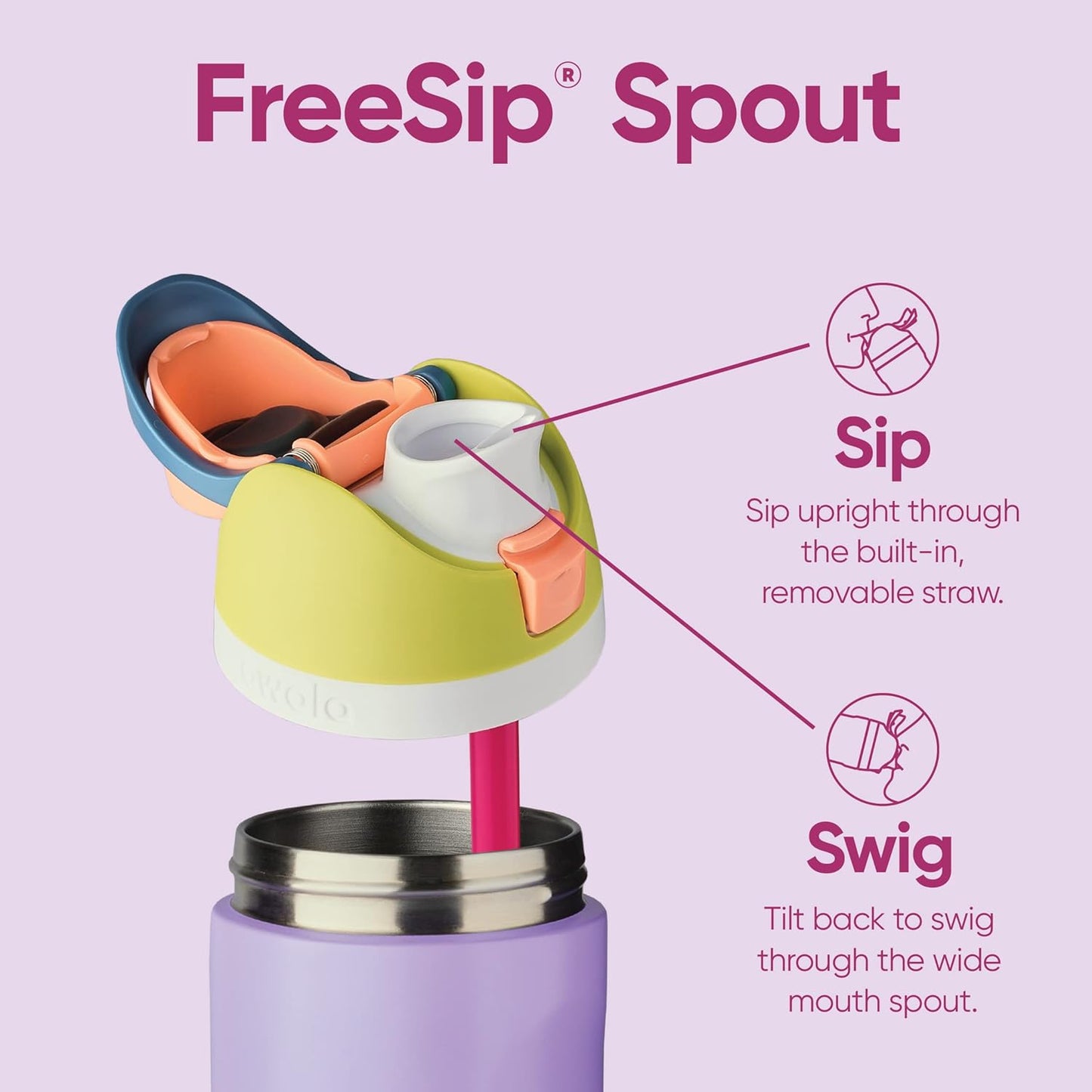 Owala Kids FreeSip Insulated Stainless Steel Water Bottle with Straw, BPA-Free Sports Water Bottle, Great for Travel, 16 oz, Celestial Sphere