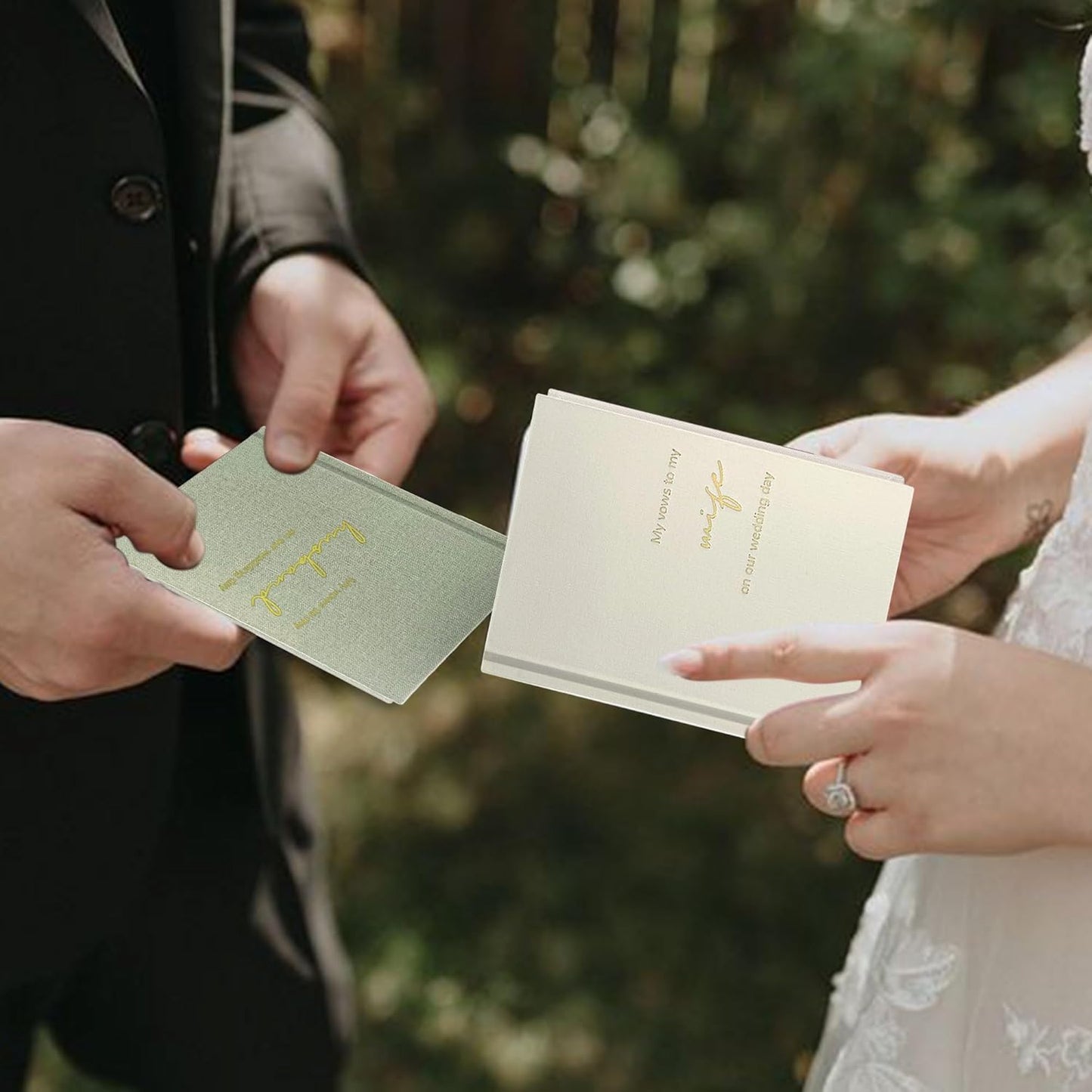 WeddingGiftsWedding Vow Books His and Hers Soft Touch Gold Foil Engraving Vow Books Wedding Essentials Wedding Accessories(TR-HH-Black)