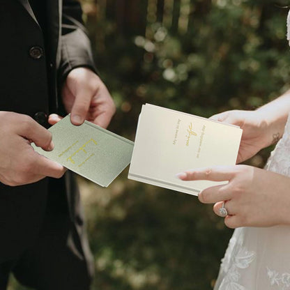 WeddingGiftsWedding Vow Books His and Hers Soft Touch Gold Foil Engraving Vow Books Wedding Essentials Wedding Accessories(TR-HH-Black)