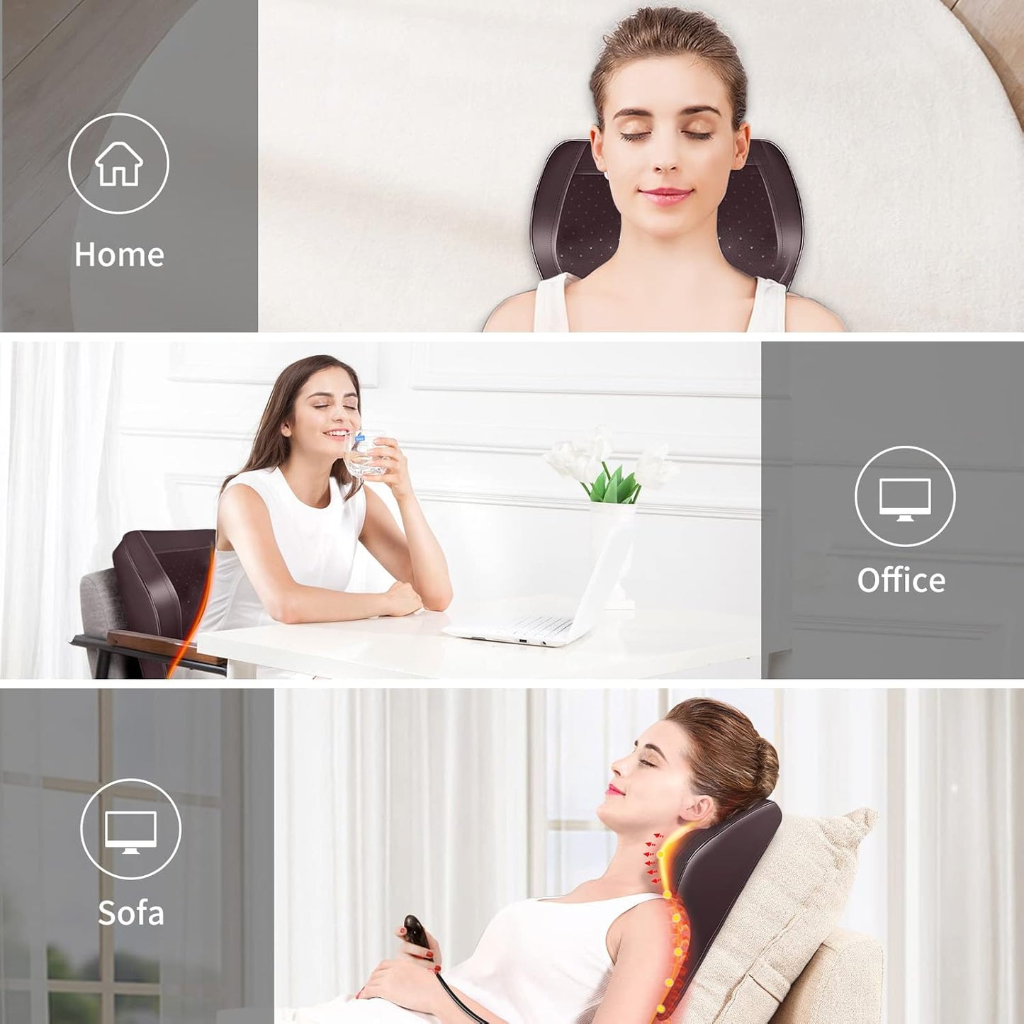 Boriwat Back Massager Neck Massager with Heat, Shiatsu Massage Pillow for Pain Relief, Masseur for Neck, Back, Shoulder and Leg, Gifts for Men Women Mom Dad, Stress Relax at Home and Office