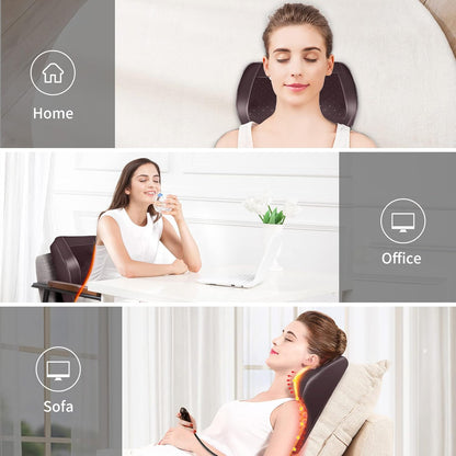 Boriwat Back Massager Neck Massager with Heat, Shiatsu Massage Pillow for Pain Relief, Masseur for Neck, Back, Shoulder and Leg, Gifts for Men Women Mom Dad, Stress Relax at Home and Office