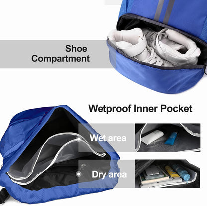 Hoedia Sports Drawstring Backpack - String Swim Gym Bag with Shoes Compartment and Wet Proof Pocket for Women/Men