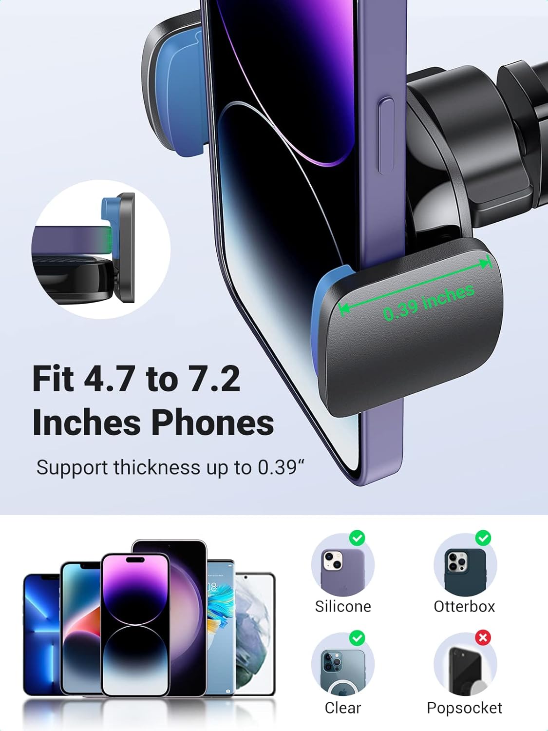 UGREEN Car Phone Holder Dashboard Windshield, Strong Suction Car Phone Mount 360 Degree Rotation Long Arm, Cell Phone Holder Car for iPhone 14 Pro Max 13 Pro Max 12 Pro Max, Galaxy S23 S22, Pixel 4 XL