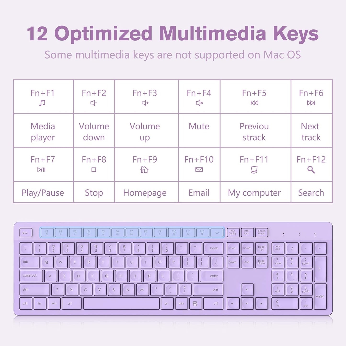 LeadsaiL Wireless Keyboard | Ergonomic Keyboard | Full-Sized Keyboard | Noiseless Keyboard | 2.4GHz Wireless Keyboard | USB Keyboard - PuriLite