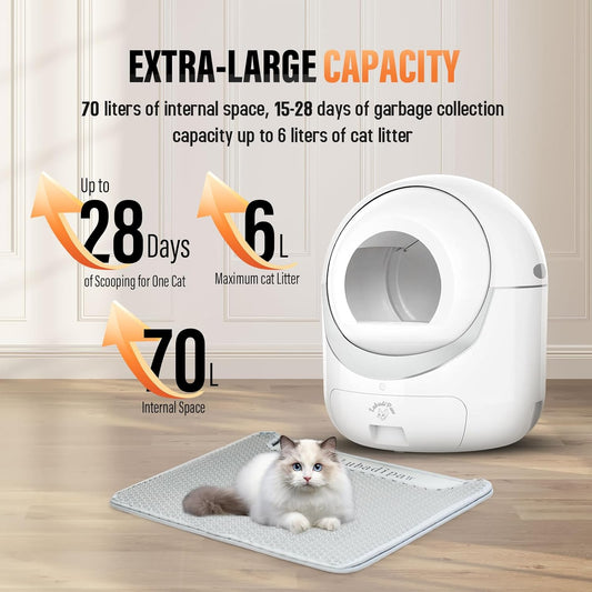 Lubadipaw Self Cleaning Automatic Cat Litter Box, Litiere Pour Chat Autonettoyant, Kitty Boxie Litter Robot for Cats, Cloud Control Scoopfree Pet Litterbox - PuriLite