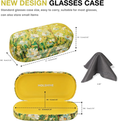 molshine Hard Shell Leather Sunglasses Case,Classic Large Glasses Case for Women Men,Sunglass Eyeglasses