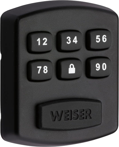 Weiser Powerbolt 3 Matte Black Keyless Entry Door Lock/Deadbolt Lock, 10-Button Keypad Door Lock with Auto Lock and 12-Month Battery Life, Electronic Door Locks for Front Door, Home Décor