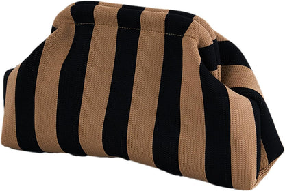 Purilite Select | Knitted Clutch Bag | Colorblock Crochet Handbag | Casual Dumpling Clutch with Kiss Lock for Beach & Everyday Use