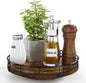 Farmhouse Oak 9" Lazy Susan Turntable Organizer – 360° Rotating Round Wooden Organizer for Kitchen, Pantry, Cabinet, Dining Table, Countertop, and Home Decor, Walnut Wood - PuriLite
