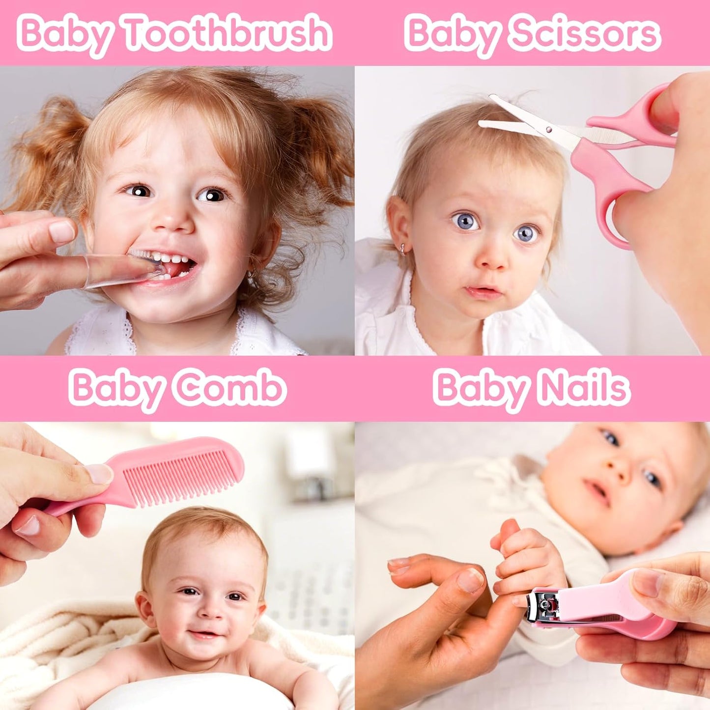 Baby Grooming Kit - 19 in 1 Nursery Essentials Baby Registry Shower Gift for Newborns, Infants, Toddlers, Boys, Girls Kids-Safety Baby Comb, Brush, Finger Toothbrush, Nail Clippers, Scissors(Green)