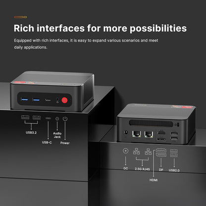 BOSGAME Mini PC P4, Desktop Computers Ryzen 7 5825U PC, Dual LAN Mini Gaming PC,16GB DDR4 RAM, 512GB NVMe SSD, 4K Triple Display, Wi-Fi 6E, Bluetooth 5.2