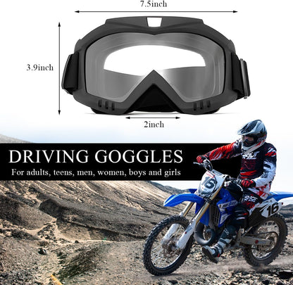 Dirt Bike Goggles, Windproof ATV Off-Road Goggle, Wide Vision Riding Motorcycle Goggles, Motorcycle Accessories