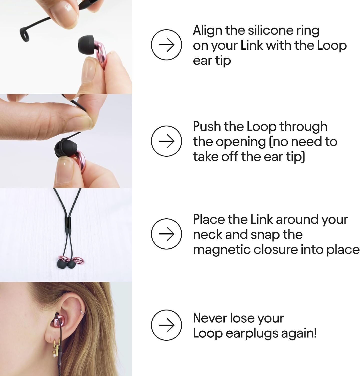 Loop Link Safety Connector Cord – Official Connector Cord For Loop Earplugs | Magnetic Tug-Resistant Safety Cord | Compatible With Loop Quiet/Engage/Experience | Warm Charcoal