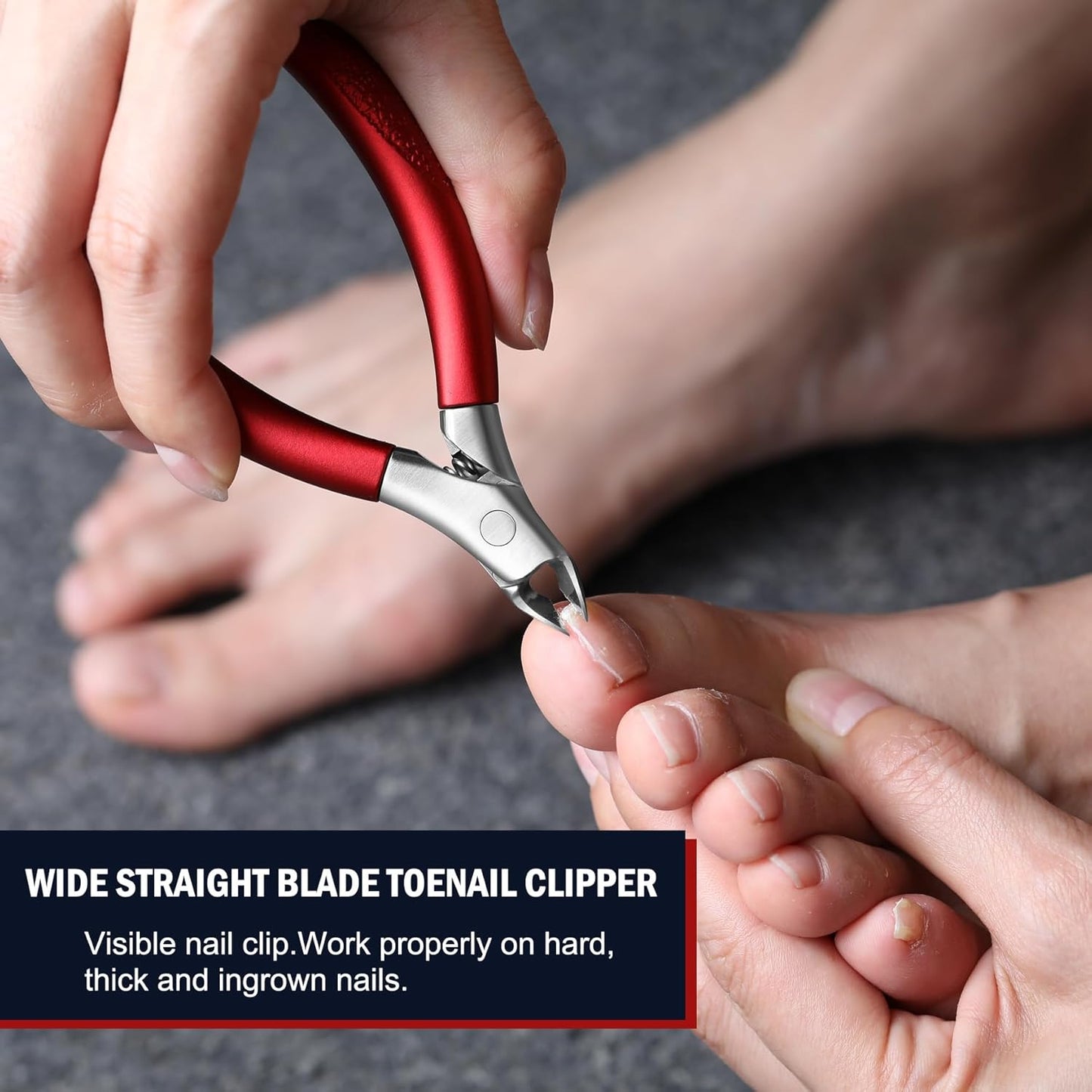 FVION Toenail Clippers for Ingrown Toenail Prevention, Straight Blade Podiatrist Nail Clippers for Thick Nails, Ergonomic Finger Nail Clippers for Adults, Seniors, Men and Women (Black)