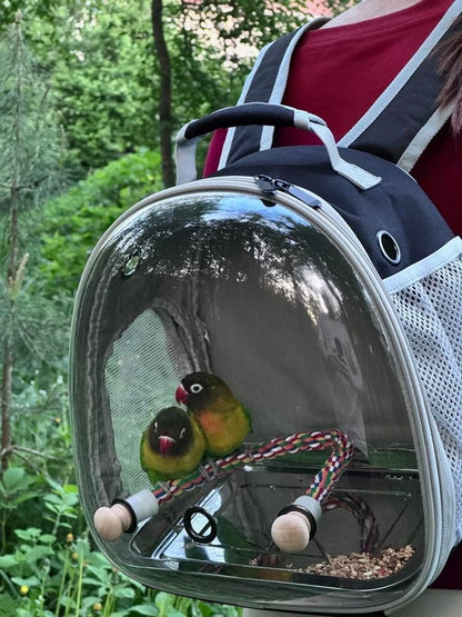 Small Bird Travel Carrier Backpack (Green, Perch & Tray Set)