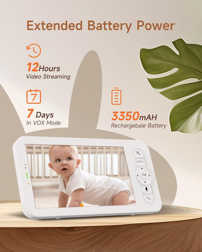 Arenti Baby Monitor 2 Cameras, 2K Smart Baby Camera 2PC with 5-Inch Upgraded Wireless Display 1PC, Super Night Vision, Lullabies, Cry & Motion Detection, Temp & Humidity Sensor, Two Way Audio, ‎Wifi 6