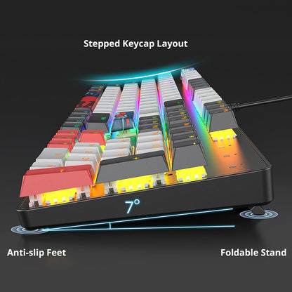 Fogruaden Full Size Mechanical Keyboard, Green Matcha Keyboard, Wired USB 104 Keys RGB Backlit Gaming Keyboard with Number Pad, Red Switches, NKRO Mechanical Keyboard for Windows Laptop PC Gamer