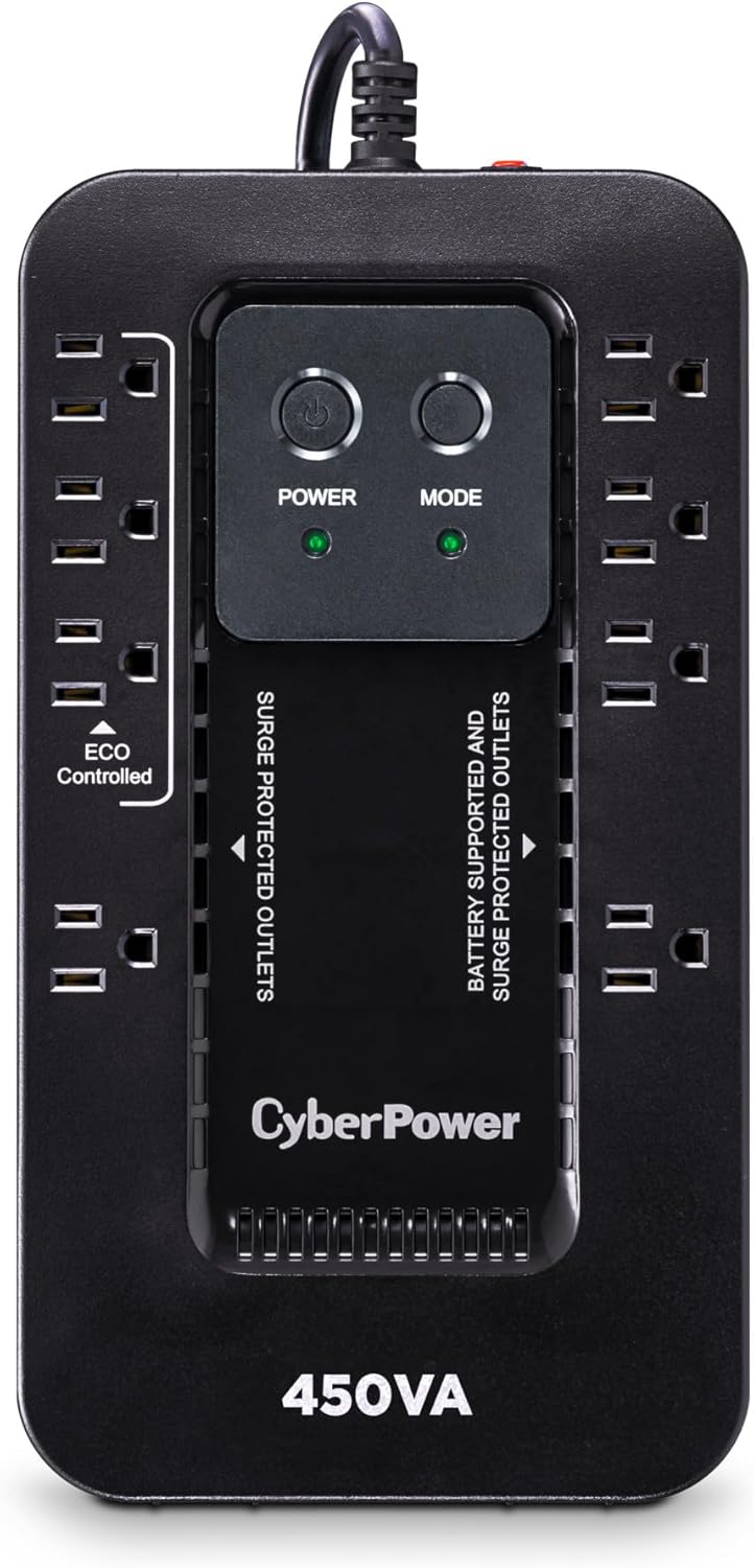 CyberPower EC850LCD Ecologic Battery Backup & Surge Protector UPS System, 850VA/510W, 12 Outlets, ECO Mode, Compact, Uninterruptible Power Supply