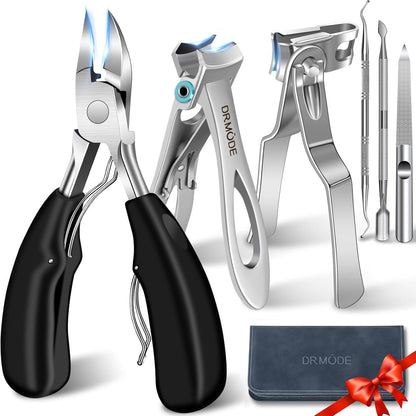 Toenail Clippers for Seniors Thick Toenails - Wide Jaw Opening Large Toe Nail Clippers for Thick Ingrown Nails, Professional Sharp Heavy Duty Nail Clipper Cutter for Mens Seniors with Leather Case