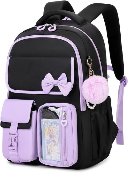 Girls Backpack, School Backpack for Girls, Cute Bow Kids Bookbag for Grils Children Teens for Elementary