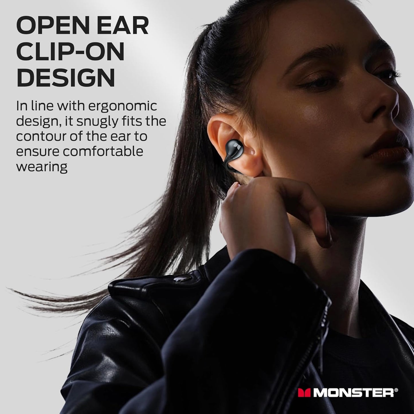 Monster Wireless Earbuds,Bluetooth 5.4 Clip-On Earbuds with HiFi Stereo,Open Ear Headphones with ENC Clear Call,21H Playtime,Fast Charge,Touch Control,IPX6 Waterproof Wireless Headphones for Sport
