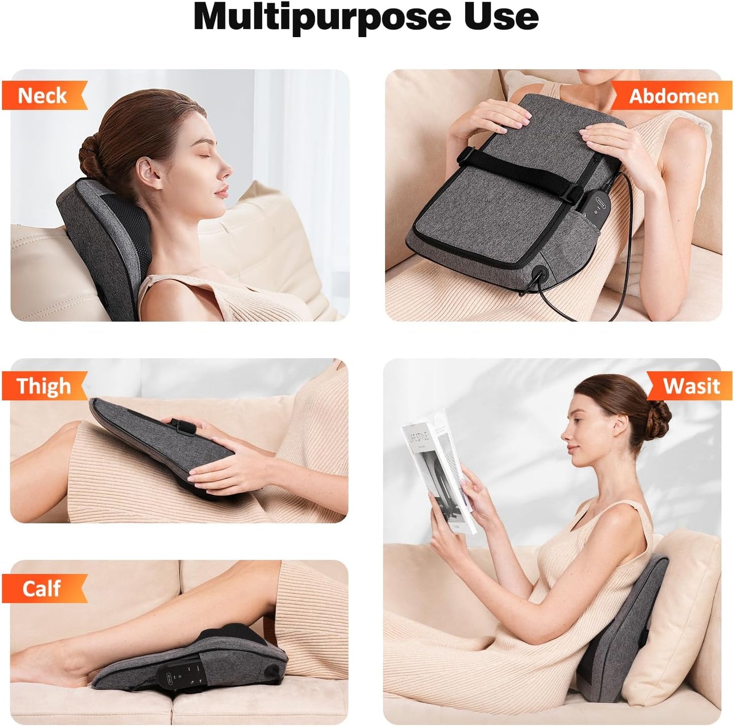 Boriwat Back Massager Neck Massager with Heat, Shiatsu Massage Pillow for Pain Relief, Masseur for Neck, Back, Shoulder and Leg, Gifts for Men Women Mom Dad, Stress Relax at Home and Office