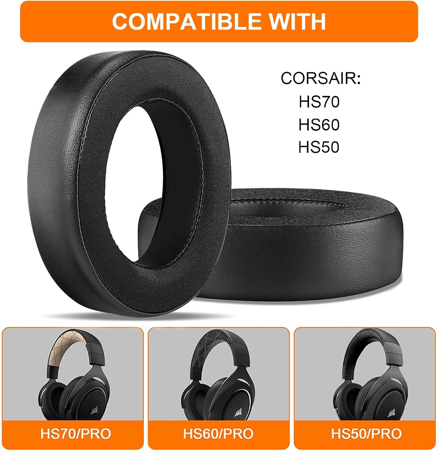 HS60 Earpads, GVOEARS Replacement Ear Pads Cushion for Corsair HS70 HS60 HS50, Softer Durable Knitted Gaming Headset Noise Isolation Earpads (Grey)