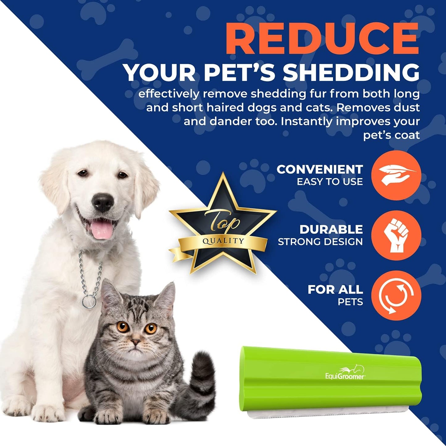 EquiGroomer Deshedding Brush for Dogs and Cats | Undercoat Deshedding Tool for Large and Small Pets | Comb Removes Loose Dirt, Hair and Fur While | Perfect for Short and Long Hair Grooming Shedding