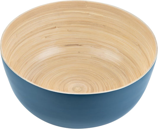 Restaurantware-Bambuddha 51 Ounce Extra Large Salad Bowl, 1 Heavy-Duty Round Salad Bowl - Sustainable, Reusable, Blue Bamboo Serving Dish, for Serving Salads, Fruits, and Appetizers - PuriLite