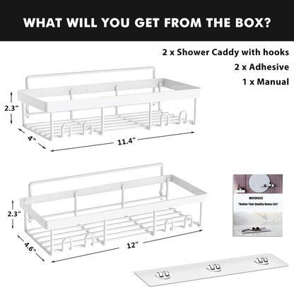 Moforoco Shower Caddy Shelf Organizer Rack, Self Adhesive Black Bathroom Shelves Basket, Home Farmhouse Wall Shower Inside Organization and Storage Decor Rv Accessories, First Apartment Essentials