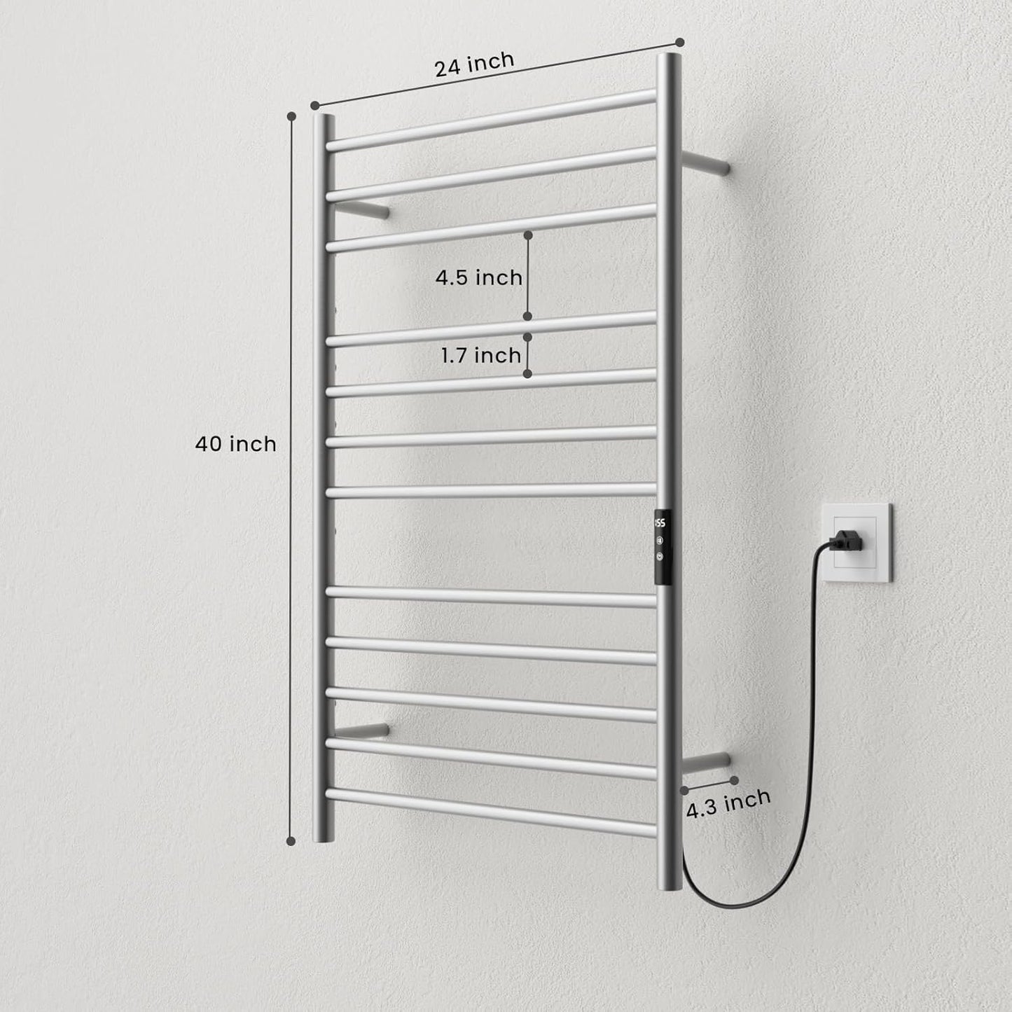 POPFLY Heated Towel Rack, Wall Mounted Electric Hot Towel Warmer, 4-Bar 304 Stainless Steel Small Heated Towel Warmer Rack for Bathroom with Timer and Temperature Control, Brushed