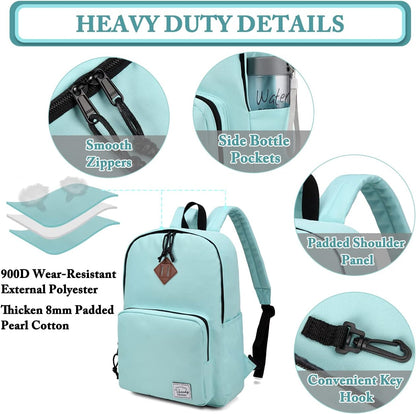 VASCHY Lightweight School Backpack for Women with Sleeve for 14" Laptop