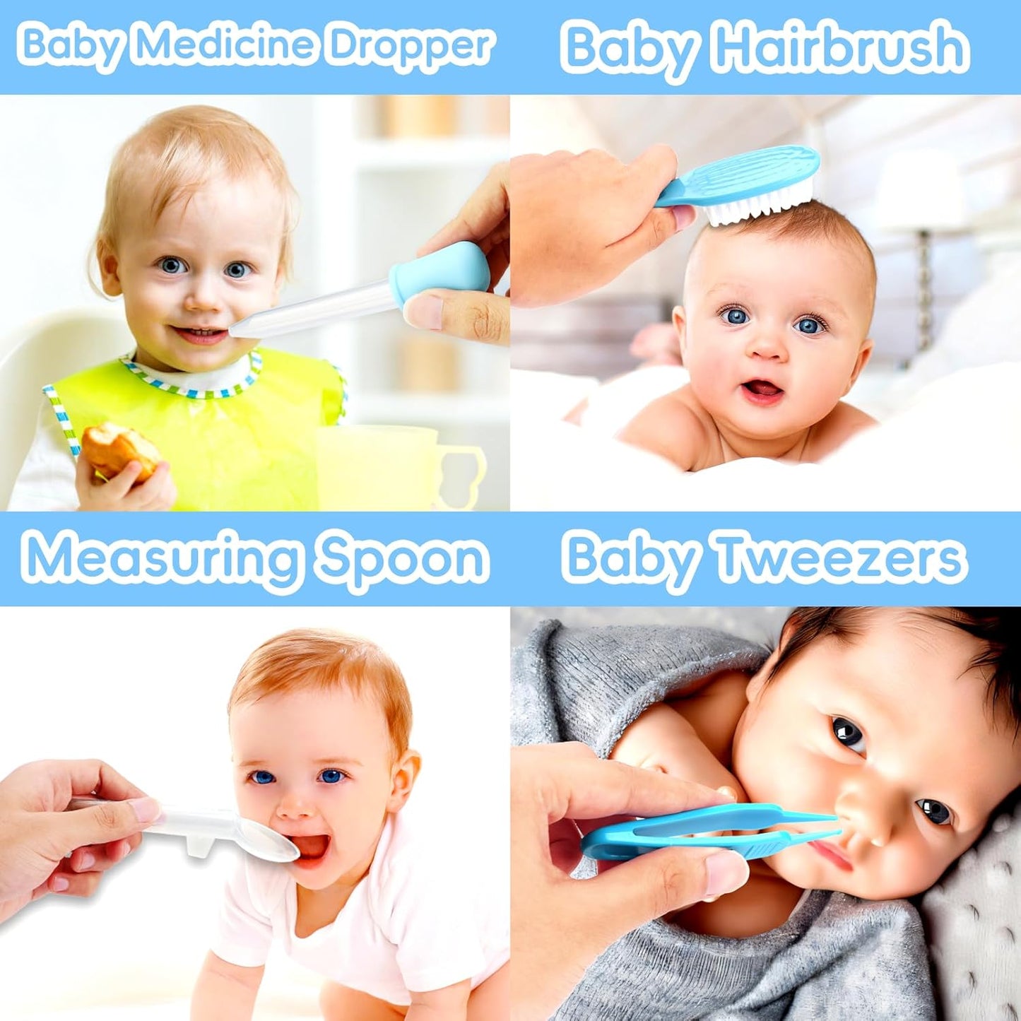 Baby Grooming Kit - 19 in 1 Nursery Essentials Baby Registry Shower Gift for Newborns, Infants, Toddlers, Boys, Girls Kids-Safety Baby Comb, Brush, Finger Toothbrush, Nail Clippers, Scissors(Green)