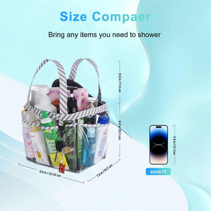 Mesh Shower Caddy Tote, Large College Dorm Bathroom Caddy Organizer with Key Hook and 2 Oxford Handles, Quick Hold, 8 Basket Pockets for Camp Gym