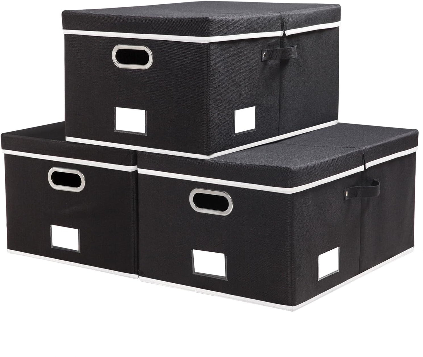 PRANDOM Large Foldable Storage Bin with Lid [1-Pack] Linen Fabric Decorative Storage Box Organizer Containers Basket Cube with Handles Divider for Bedroom Closet Office Living Room (17.7x11.8x11.8")