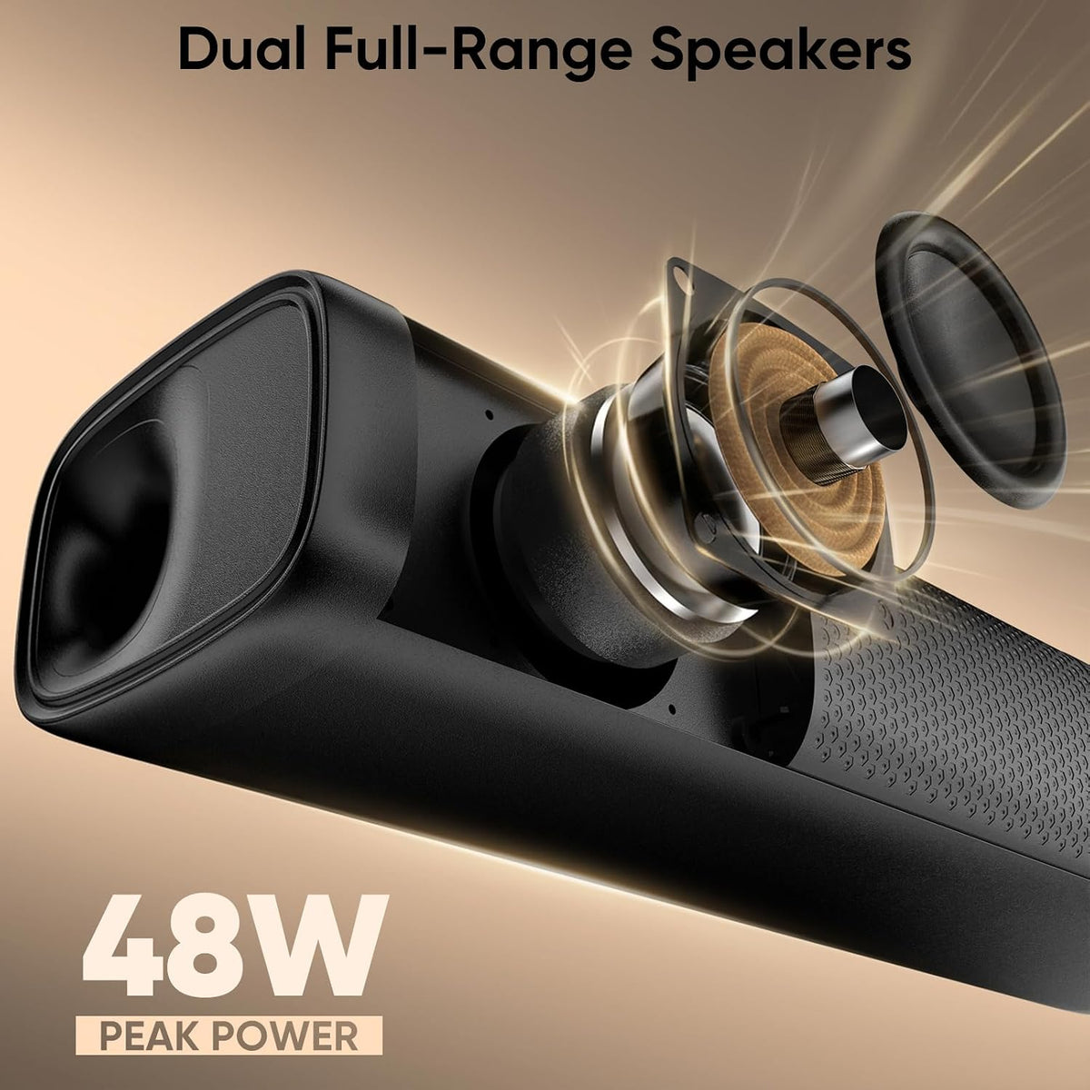 Saiyin 11.7-inch Sound Bar, Small Size & Big Power, Powered by AC Adapter