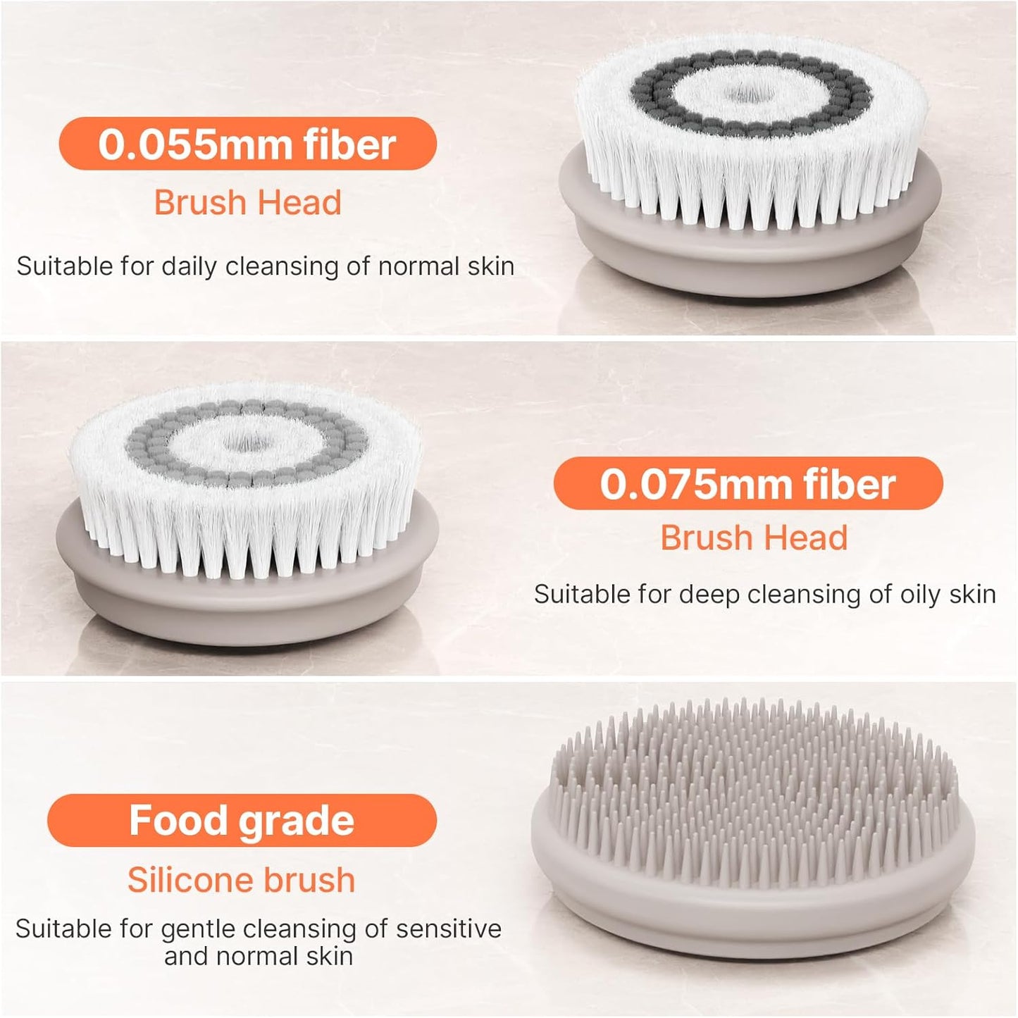 Facial Cleansing Brush Electric Facial Exfoliating Massage Brush with 3 Cleanser Heads and 2 Speeds Adjustable for Deep Cleaning, Removing Blackhead, Face Massaging