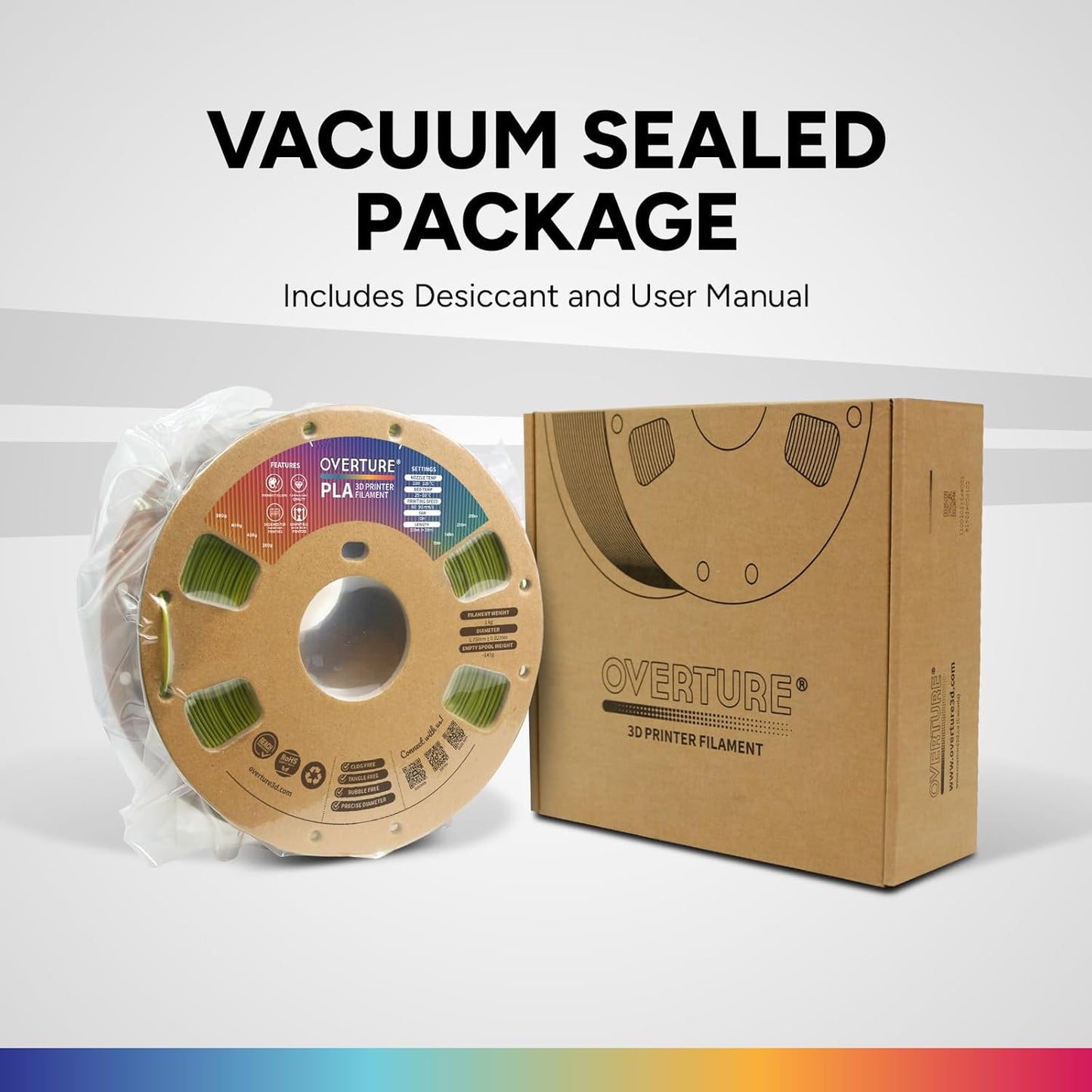 OVERTURE PLA Filament 1.75mm PLA 3D Printer Filament, 1kg Cardboard Spool (2.2lbs), Dimensional Accuracy +/- 0.02mm, Fit Most FDM Printer (Black 1-Pack)