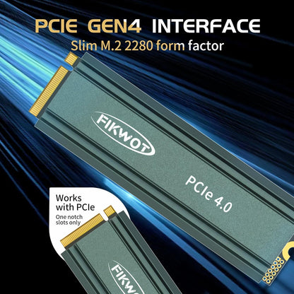 Fikwot FN970 2TB M.2 2280 PCIe Gen4 x4 NVMe 1.4 Internal Solid State Drive with Heatsink - Speeds up to 7,400MB/s, Configure DRAM Cache, Compatible PS5 Internal SSD