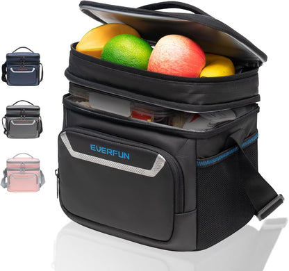 EVERFUN Cooler Bag Insulated Beach Cooler Lunch Bag Box for Men Women Dual Compartments Collapsible Waterproof Leak-Proof for Travel Work Picnic