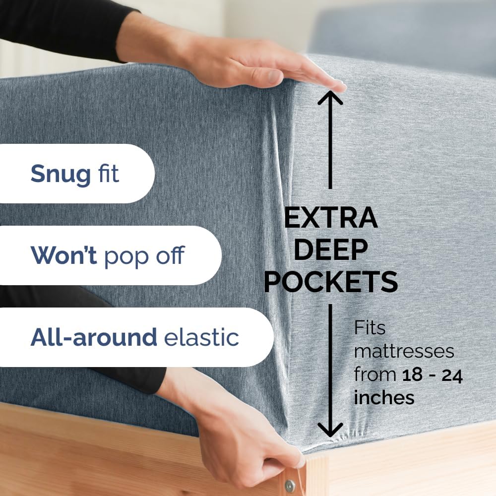 Extra Deep Queen Sheet Set - 6 Piece Breathable & Cooling Sheets - Hotel Luxury Bed Sheets Set - Easy & Secure Fit - Soft, Wrinkle Free & Comfy Sheets Set - White Sheet Set w/Extra Deep Pockets