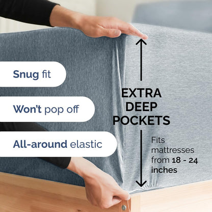 Extra Deep Queen Sheet Set - 6 Piece Breathable & Cooling Sheets - Hotel Luxury Bed Sheets Set - Easy & Secure Fit - Soft, Wrinkle Free & Comfy Sheets Set - White Sheet Set w/Extra Deep Pockets