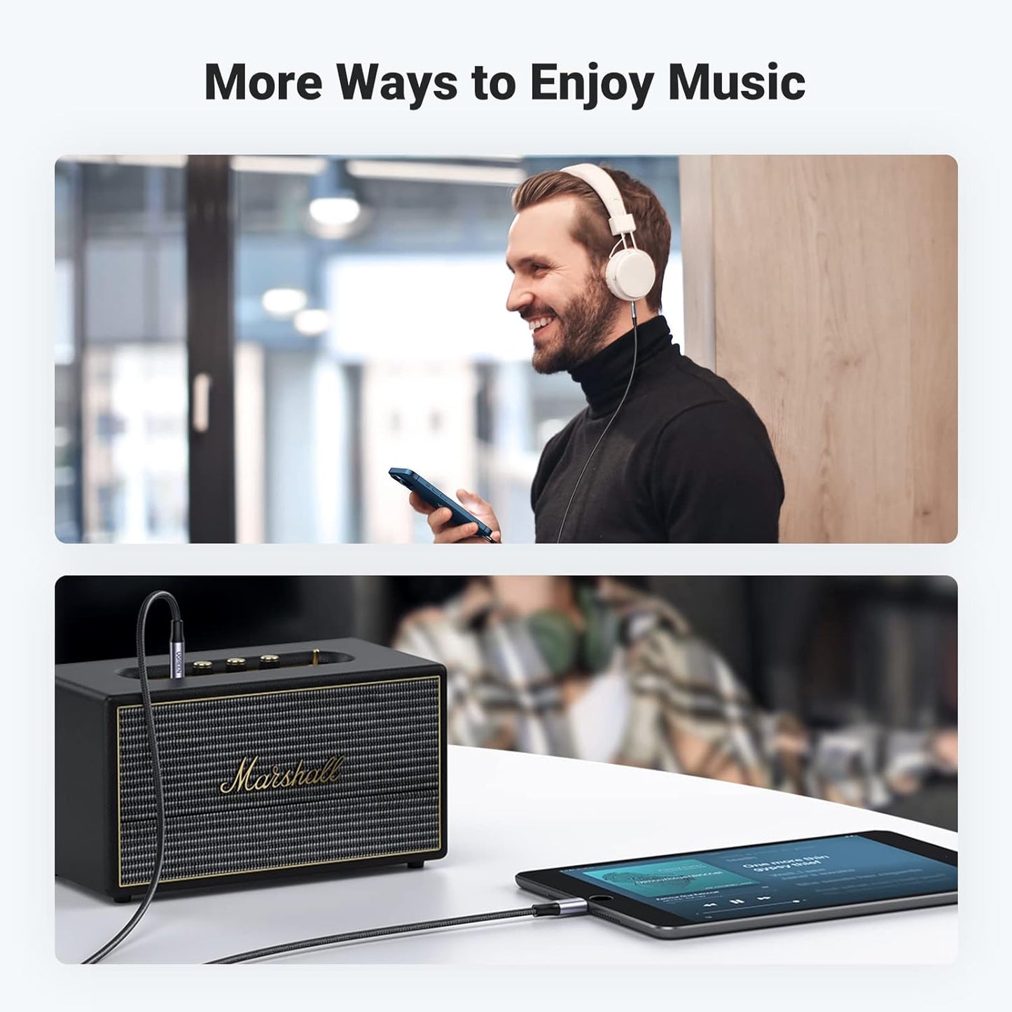 UGREEN Audio Cable Lightning to 3.5mm Aux Cable, MFi Certified Nylon Braided Stereo Jack Headphone Adapter for iPhone iPad Compatible with iPhone 14 13 12 Pro SE 11 Pro Max XS XR X, 3FT