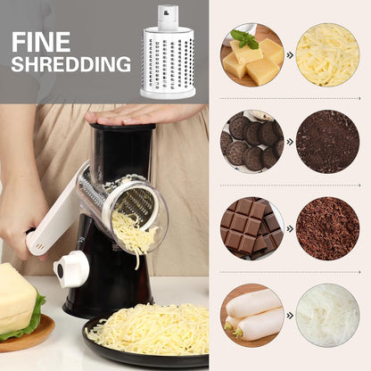 Purilite Select Rotary Cheese Grater with 3 Stainless Steel Blades