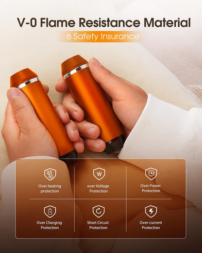 Veeool Rechargeable Hand Warmers 5000mAh (2 Pack) – Magnetic Electric Hand Warmer with Flashlight, 3 Heat Levels, Fast Heating Pocket Heater for Outdoor Camping, Hiking, Hunting, Golf, Football – Compact, Orange - PuriLite