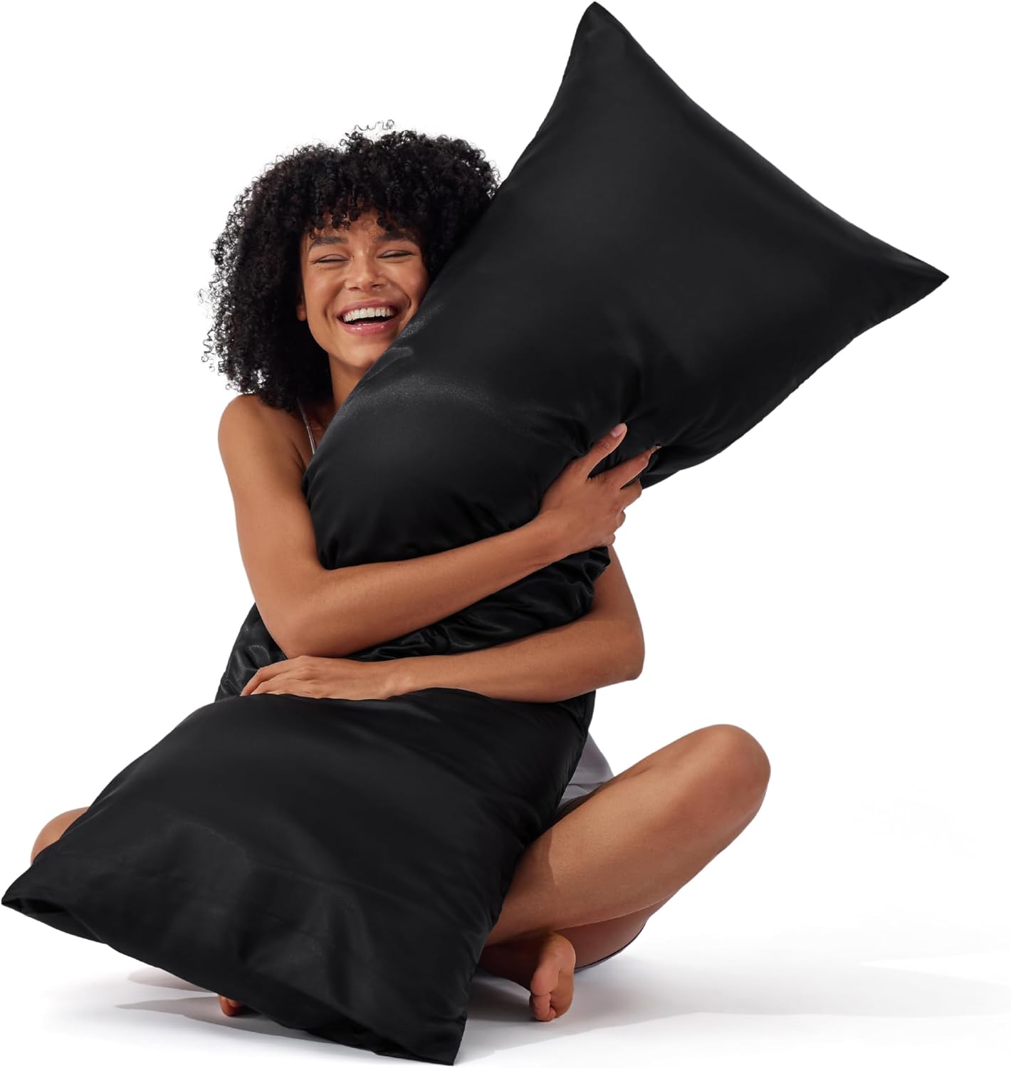 Bedsure Satin Pillow Case Queen Size 2 Pack, Similar to Silk Pillow Cases, Silky Pillowcase Covers with Envelope Closure, Room Decor Valentine Gifts for Women Men, Grey, 20x30 Inches