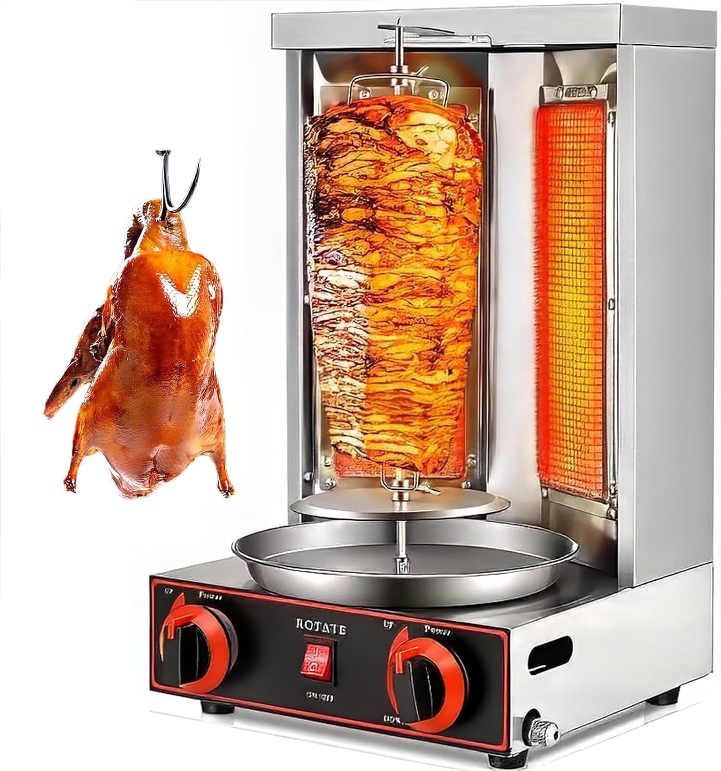 Electric Kebab Grill Vertical Broiler - Shawarma & Doner Kebab Machine with Temperature Control 50-350℃ for Commercial & Home Kitchen Use