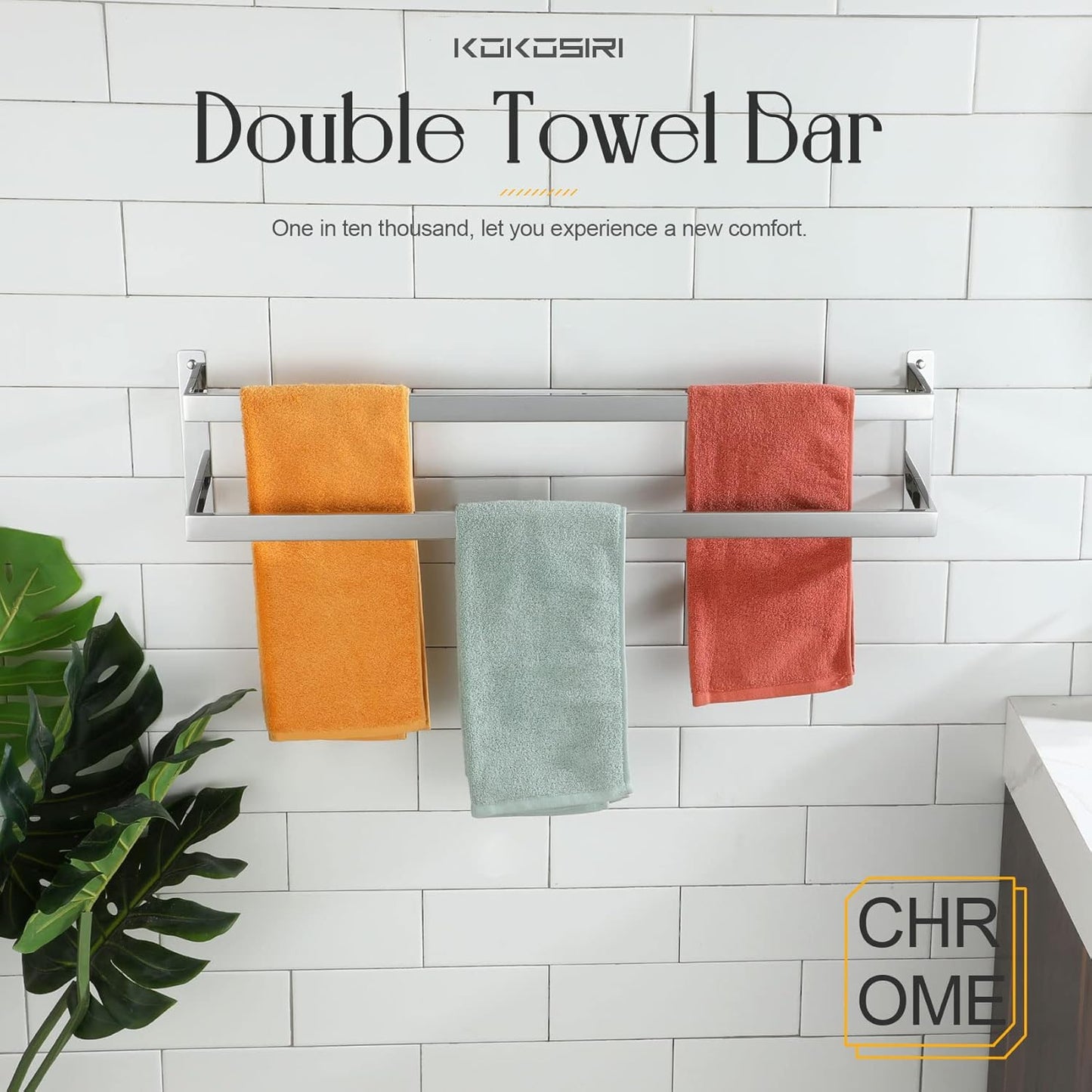 KOKOSIRI Towel Bars Black Bath Towel Holders 20 Inches Bathroom 2-Tiers Ladder Towel Rails Wall Mounted Towels Shelves Rack Stainless Steel, B5008BK-L20